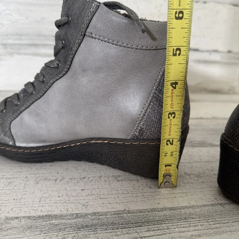 Spring‎ Step Lilou Wedge Booties Womens EU 37 Grey Silver Sneakers